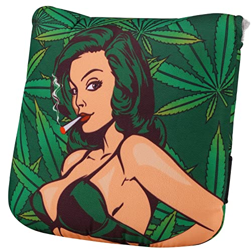 Golf Putter Covers Mallet Putter Cover Pretty Girl Hawaiian Style Magnetic Closure Protective Golf Club Head Covers（Green） #TOP2
