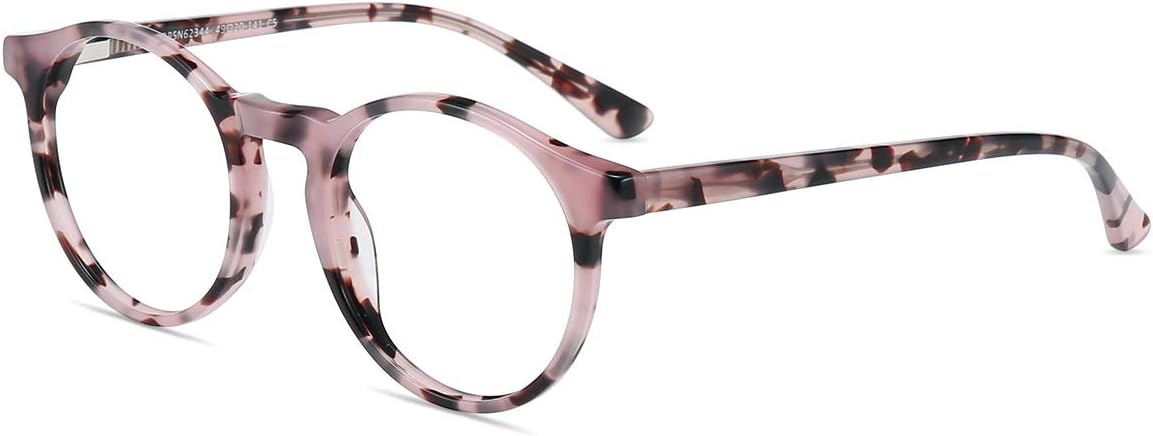 Firmoo Round Blue Light Blocking Glasses Women, Reduce Headache Anti Eyestrain Cut UV400, Chic Computer Glasses for Women Non Prescription Blue Light Blocker(Pink Pattern)