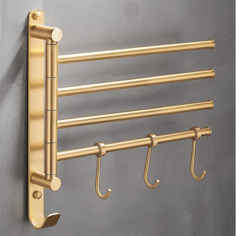 TYUHDUYUR Towel Rack, Towel Rail for Bathroom, Brushed Brass Towel bar for Bathroom, Brushed Towel bar, Adjustable Towel bar Towel Shelf for Bathroom/with Gold bar/a (with Gold bara)