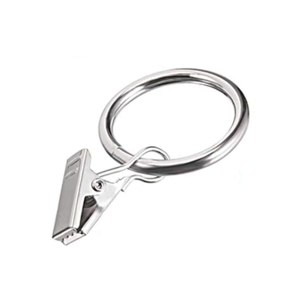 Lot de 100 pinces à rideaux avec anneaux, anneaux de rideaux de 25 mm avec clips de diamètre interne, pour, fenêtres, salle de bain, cuisine à domicile -Fog silver_3.0*25 diamètre intérieur (argent