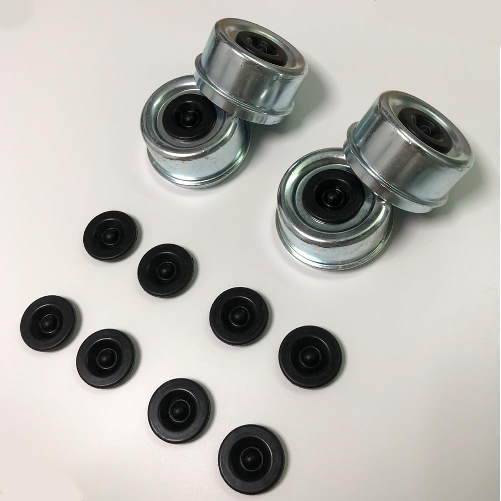 Trailer Axle Grease Cap, 4Pcs Trailer Bearing Dust Cap 2.72" with Extra 8 Rubber Plugs, Trailer Axle Hub Grease Cover for 7,000 to 8,000 lb Trailer Dexter Lube RV Camper
