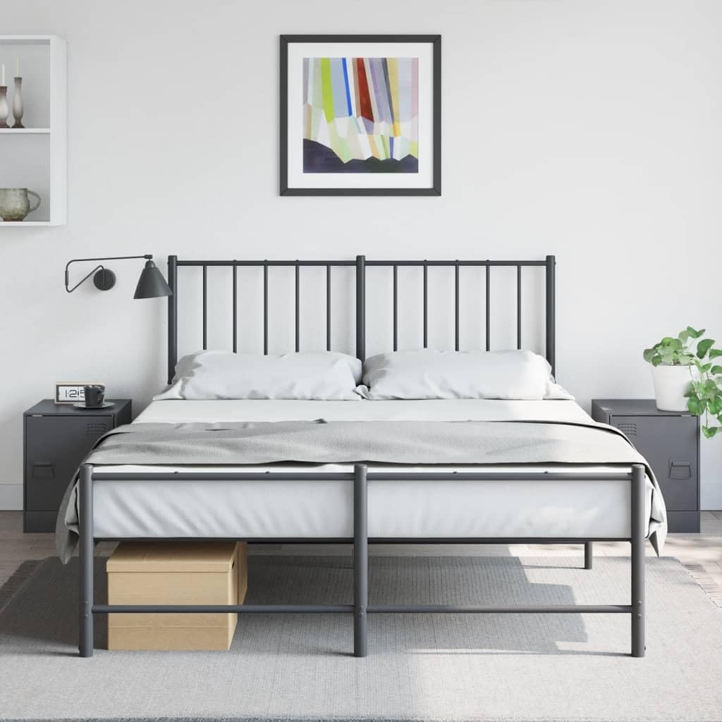 Tables de chevet gain de place lot de 2 meubles de nuit en acier gris foncé