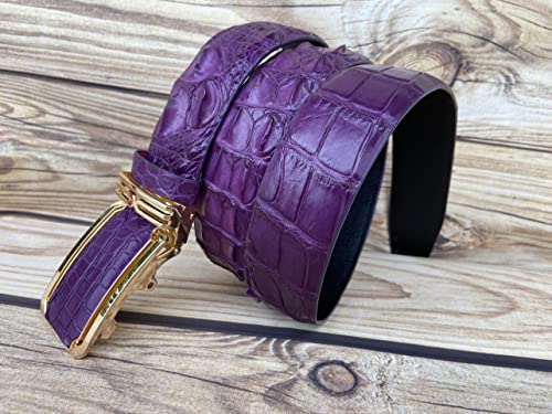 Genuine Purple Crocodile Alligator Leather Belt Mens Witdh 3.8cm, Handmade Leather Belt Men, Customize Belt3