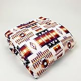 Sacred Thread Sherpa Fleece Blanket, Southwestern Aztec Queen Blanket, Native American Throw Blanket