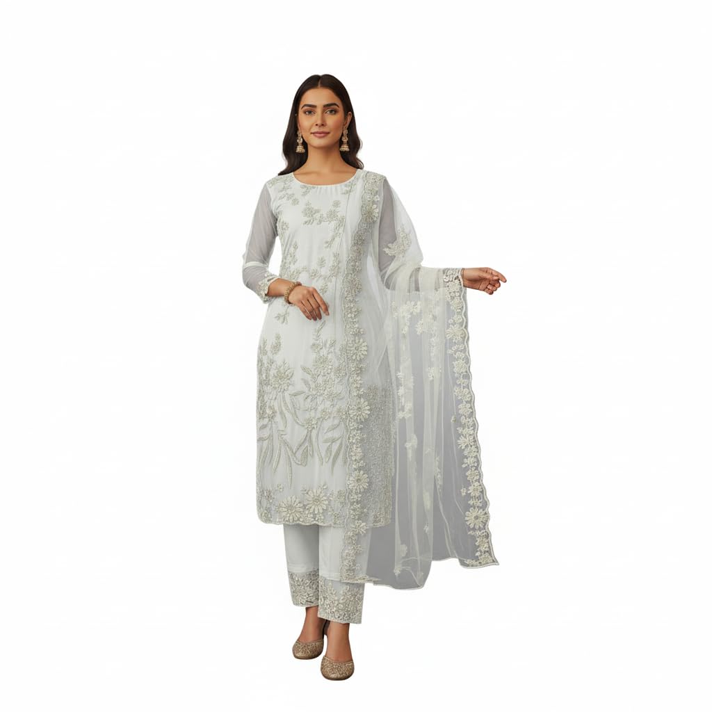 Embroidered Kurta Set with Dupatta, Traditional Indian Ethnic Wear, 3 Piece Salwar Kameez Suit-picture-30