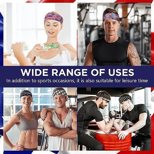 Image of 18 Pcs Sports Sweatbands for Men Women Camo Headbands Workout Non Slip Headbands Breathable Head Band Fitness Stretchy Unisex Hairband for Yoga Running Cycling Ball