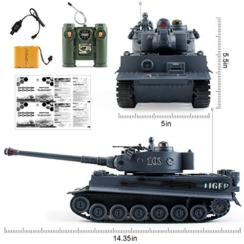 Rc Tanks,1:28 Ww2 German Tiger Army Tank Toys For Boys,9 Channels Remote Control Vehicles With Sound And Light,Rc Military Toys For Kids Boys Girls(Gray) #TOP6