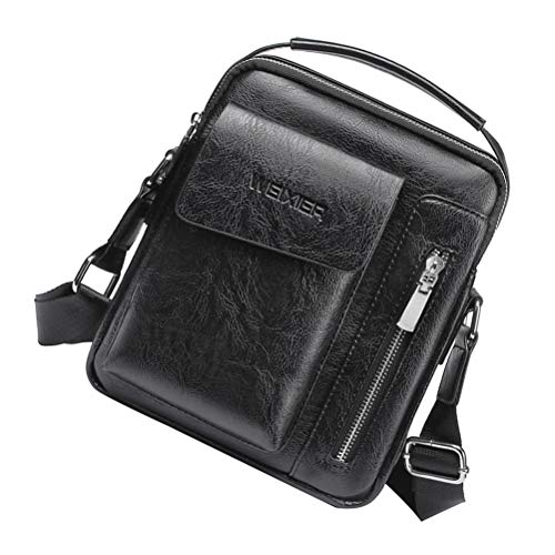 Bolsa de ombro masculina de couro PU resistente ao desgaste com zíper Bolsa transversal para negócio