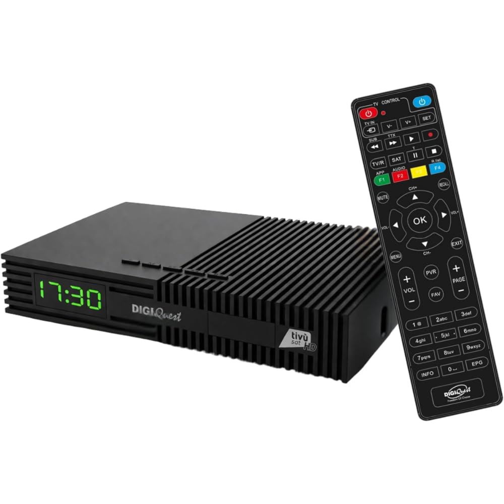 DIGIQUEST Tivùsat Ti9 DVB-S2 Decoder | Auto Installing | 2 in 1 Remote Control | Tivùsat Smart Card Included | HDR | Recording Function Activated | SOS Button