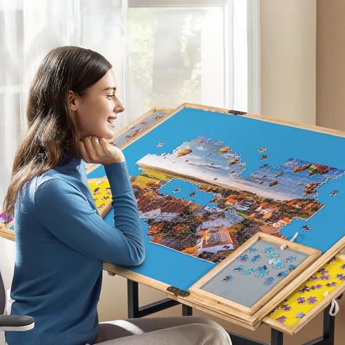 Becko US Large 2000-Piece Tilting & Foldable Puzzle Table | 8 Drawers & Cover | Height & 5-Level Angle Adjustable | Ergonomic Jigsaw Board for Adults | Space-Saving Design, Relieves Neck & Back Pain by Becko US - Image 8