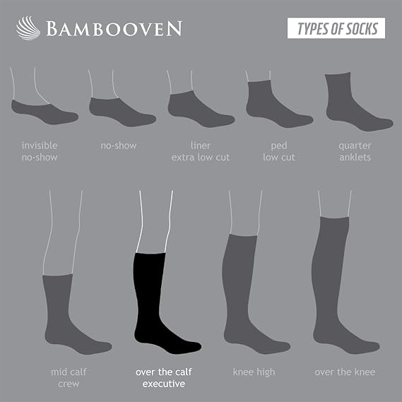 BAMBOOVEN Mens Diabetic Rayon Made From Bamboo, Super Thin, Odor Free & Breathable, Calf Socks, Crew Socks (2 Pack)