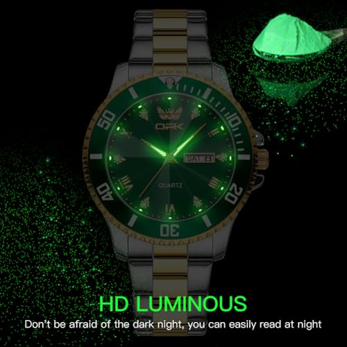 Image of OPK Watches for Men Diamond Roman Analog Mens Watches Waterproof Large Stainless Steel Men Wrist Watch Business Father Gift Watch Blue