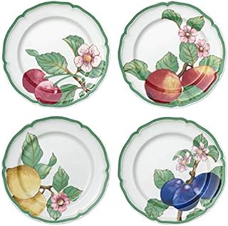 Villeroy & Boch 10-4247-8650 French Garden Modern Fruits Food Plate, Set of 4, 26 cm, Premium Porcelain, White/Coloured