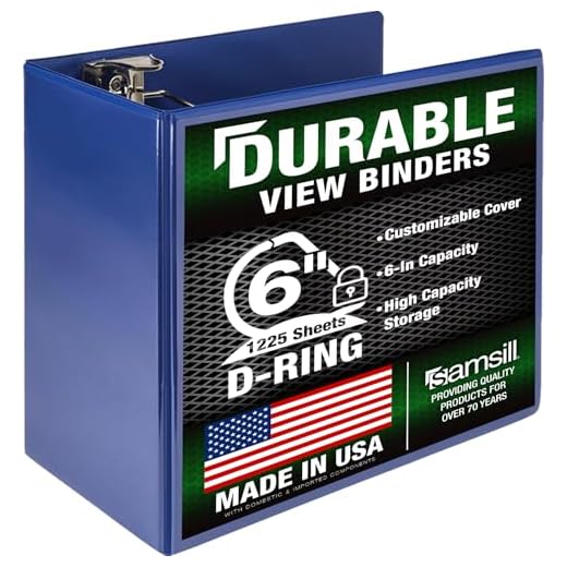 Samsill Durable 6 Inch Binder, Made in The USA, Locking D Ring Binder, Customizable Clear View Cover, Blue, Holds 1225 Pages