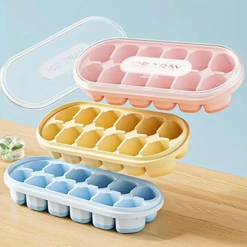Kit 4 Formas Gelo Silicone com Tampa Tempero Papinha de Bebe frutas 12 cubo Rígida e Flexível Fundo