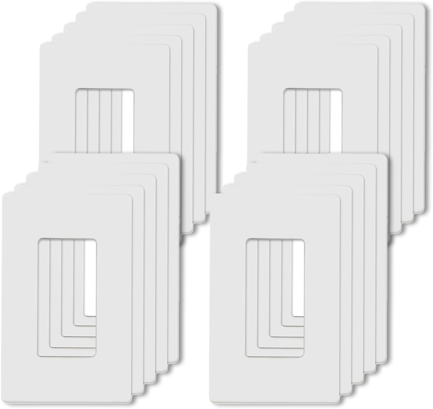 1-Gang Screwless Decorator Wall Plates, Child Safe Standard Size Outlet Cover, Unbreakable Polycarbonate Thermoplastic,Glossy White, 40 Pack,UL Listed