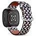 CJBROES Replacement Leather Watch Band, Compatible with Fitbit Versa 3 and Fitbit Sense of Wristband Bracelet Accessory - New Colorful Doodle