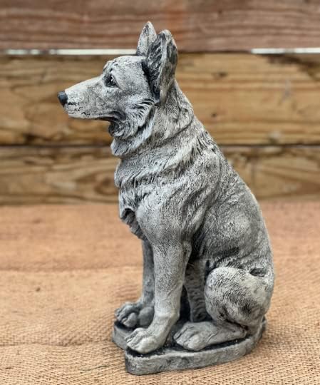 Solid Rock Shepherd Figurine German Shepherd Dog Statue Concrete Dog Sculpture Backyard Outdoor Statue