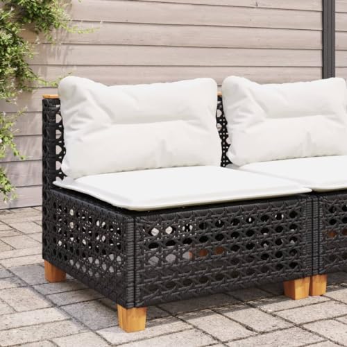 CongVVFV Gartensofa ohne Armlehnen mit Kissen Schwarz Poly Rattan Gartenmöbel Lounge-Set PE-Rattan Polyrattan Outdoor-Sofa Sitzgruppe