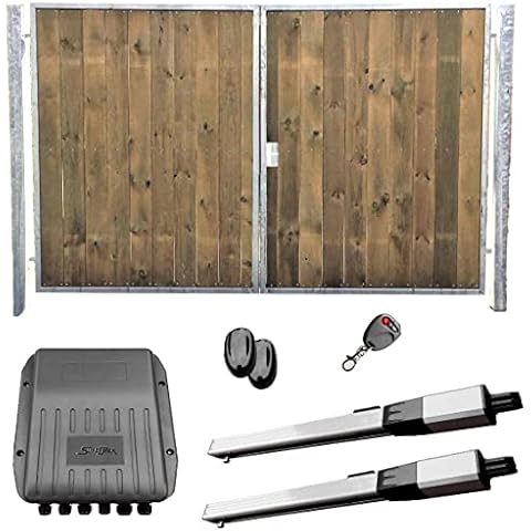 Einfahrtstor Verzinkt Holz Tor Senkrecht Sym. 2-flügelig Elektro 400cm x 180cm Cover