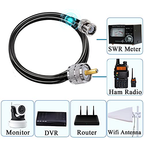 TUOLNK BNC Male to UHF PL259 Male RG58 Coax Cable 1m/3.3ft 50Ohm - Image 4