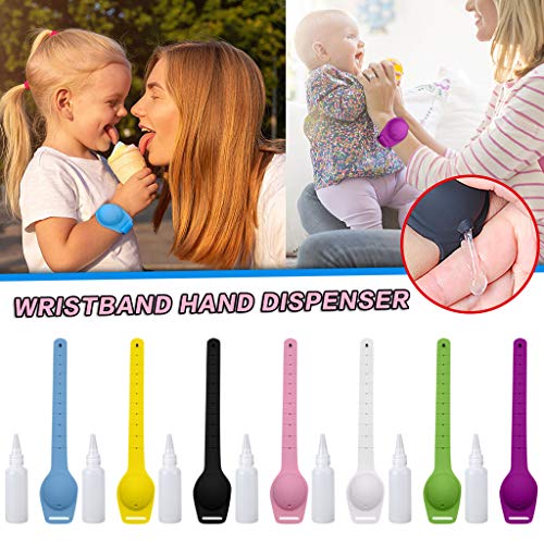 Fewear Hand Sanitazer Dispensing Portable Bracelet Wristband Hand Dispenser Silicone Refillable Wristband (Black)