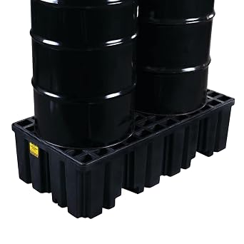 Eagle 2 Drum Spill Containment Pallet with Forklift Pocket, No Drain, Black