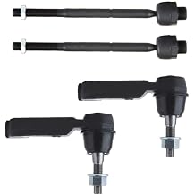 GGDZTMNB Tie Rod End 4pcs Suspension Steering Linkages Right Passenger Left Driver Front Inner Outer Side Alloy Steel Coated Greasable for Jeep for Liberty 2.4L/3.7L 2002-2005 Mounting Hardware