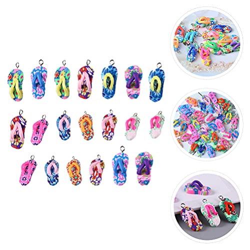 Toddmomy 50pcs Clay Flip- Flop Ornament Charms Pendant Resin Shoe Pendants Flatback Cabochons Charms Flatbacks Loose Beads for DIY Jewelry Making Bracelet Earring Mixted Color - Image 4