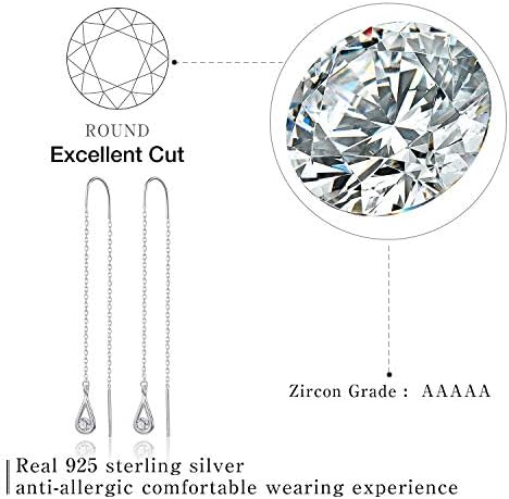 Gift for Christmas Esberry 18K Gold Plating 925 Sterling Silver CZ Hollow Teardrop Dangle Earrings Cubic Zirconia Circle Hypoallergenic Earrings Jewelry for Women and Girls (White Gold-1)