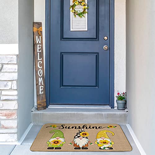 Gnomes Doormat Sunflower Outdoor Rug Spring Gnome Doormat Non Slip Sunflower Gnomes Sunshine Decorative Entrance Door Mat Rubber Tomte Indoor Floor Mat For Home Decorative Supply 27.6 X 16.5 Inches #TOP1
