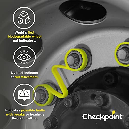 Image of Checkpoint Checklink Wheel Nut Indicator and Retainer 33 mm Yellow - Visual Indicator for Fleets, Industrial Trucks, Vehicles, and Goods Transporters - Lug Nut Arrows Yellow 33 mm (Bag of 50 Pcs)