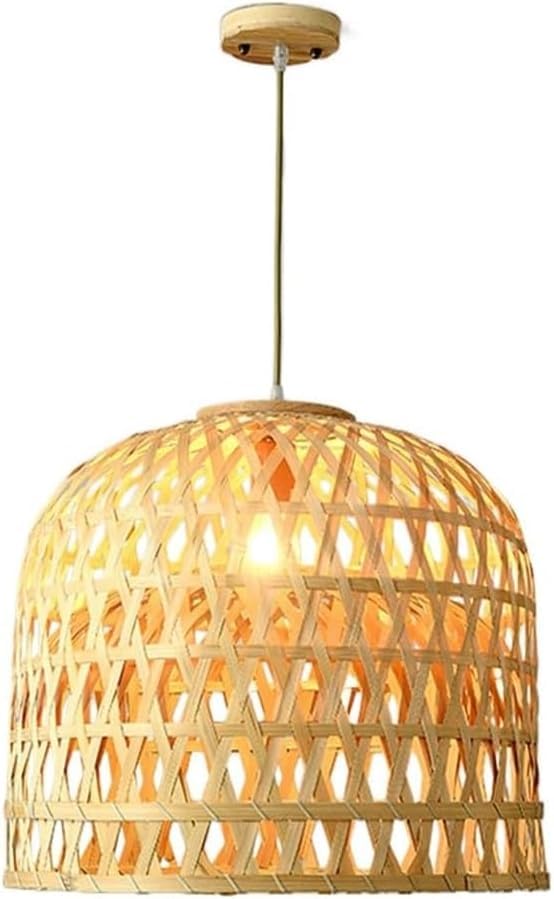 Iluminación de mimbre con cúpula vintage y cesta tejida a mano con acabados premium