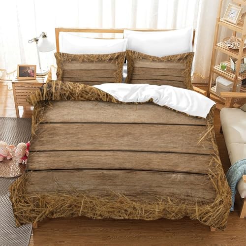Housse de couette effet bois rustique 140x200 avec 2 taies - 3