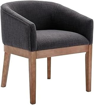Adjustable Office Computer Chair with Armrest 1pcs Linen Fabric Upholstered Armrest Dining Chairs with Wooden LegsCharcoal