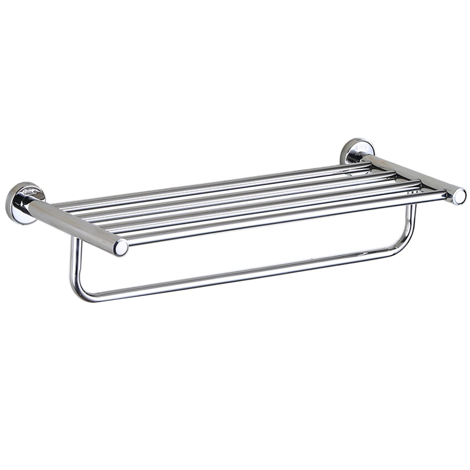 LMYSXAOZ Round Base Towel Shelf,Double Hanger,Wall Mounted Rack,Stainless Steel Bar,Bathroom Holder for Bathroomk and Kitchen (Size : 60cm)
