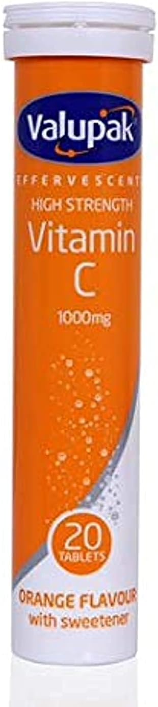 Valupak Vitamin C Effervescent 1000 mg - Orange Flavour (20 Tablets)