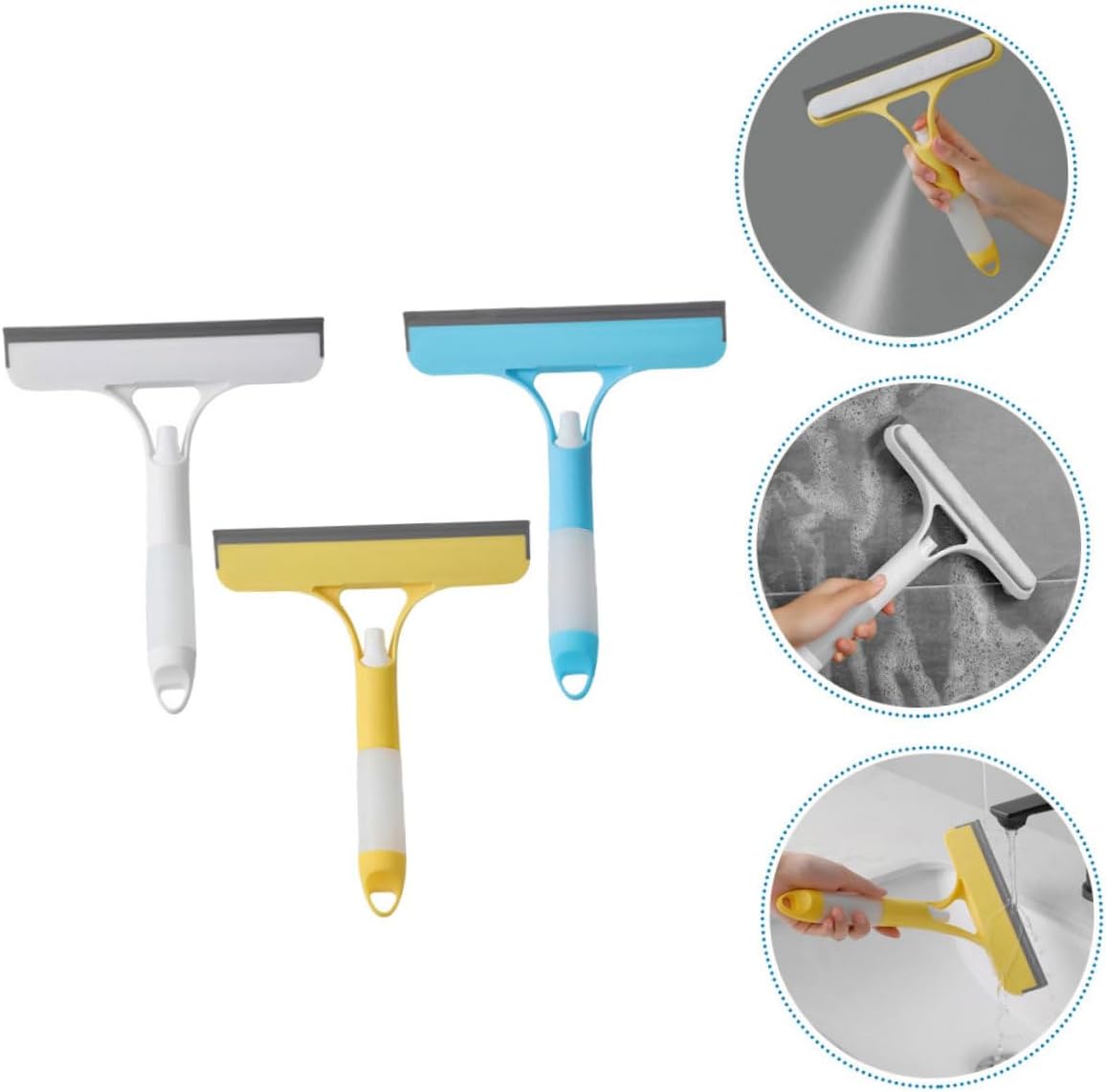 3Pcs Flexible Squeegee with Water Spray Bottle for Shower Glass Doors Window Brush Tool for Bathroom Tile Cleaning Easy to Use and Tough Dirt Remover
