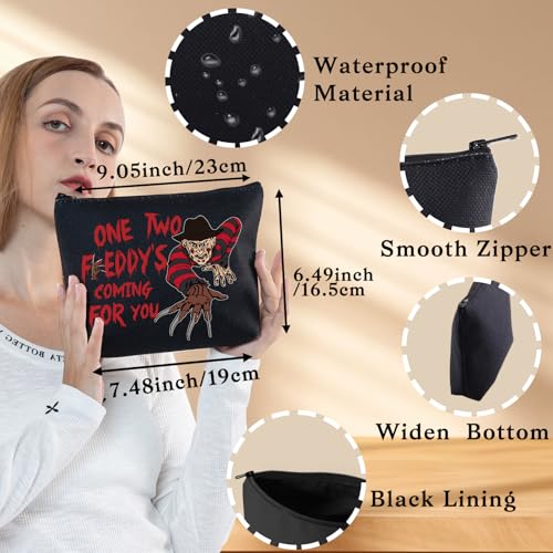 BWWKTOP Night Stalker​​ Cosmetic Makeup Bag Horror Killer Inspired Gifts One Two Coming For You Zipper Bag Halloween Party Merch (One Two Freddy)2