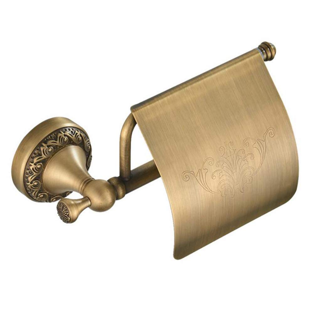 Antik Toilettenbürstenhalter mit Bürste und Keramik Becher WC-Bürstenhalter Klobürstenhalter aus Messing - zur Wandmontage Bohren