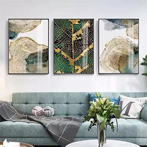 Peinture fortune arbre dorée moderne triptyque abstrait 15x20cm - 4