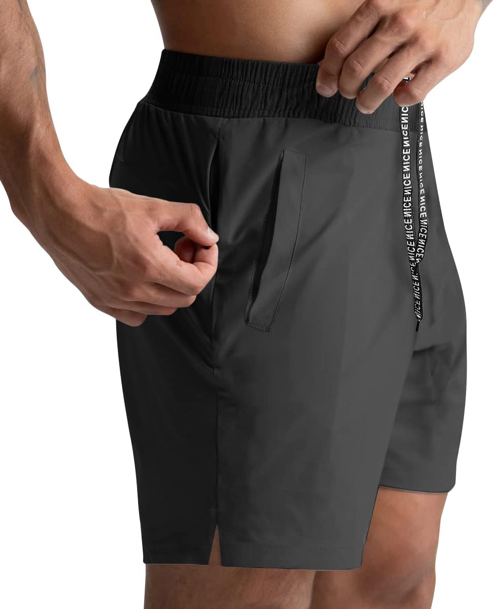 2 Pack Mens Athletic Shorts 5 Inch Quick Dry Gym Workout Shorts Men Lightweight Sports Running Shorts with Pockets - Image 2