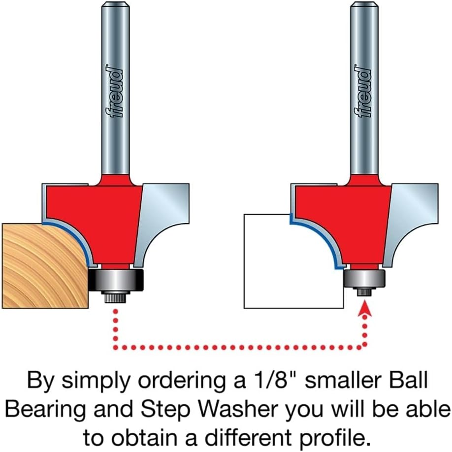 Freud Quadra-Cut Radius Rounding Over Router Bit with Perma-Shield Coating for Maximum Durability - Ideal for Moldings & Beading, 1-1/4" Radius, 1/2" Shank, 4 Cutters - 34-136