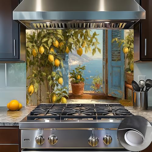 Mediterranean Lemon Tree Kitchen Wallpaper with...