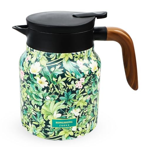 Raidley Théière Thermique Avec Motif Floral Vintage, 1000 Ml Théière Isotherme, Théière Vintage Isolée Avec Infuseur À Thé Intégré, Carafe Thermique...