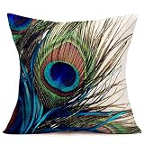 Qinqingo Colorful Peacock Feather Throw Pillow Case Cushion Cover Home Sofa Decor Pillowcases