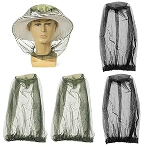 MOJOO 4 stuks klamboe fijnmazig muggennet hoofd muskietennet insectenwerend net voor imkerij, buitenshuis, vissen…