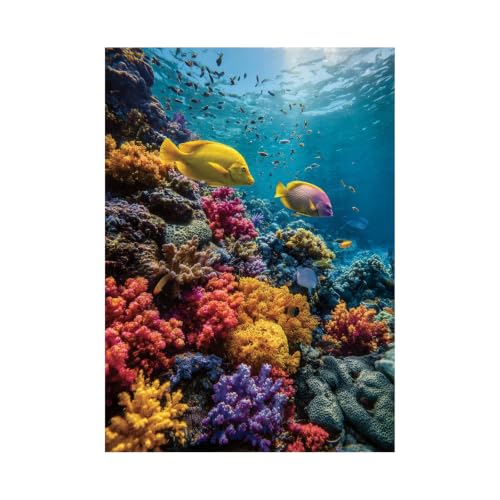 Poisson coloré océan grande toile turquoise pour illuminer un salon sombre sans cadre