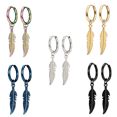 Bo Win 5 Paare Titan Silber Creolen Männer Damen Ohrringe Hängend...