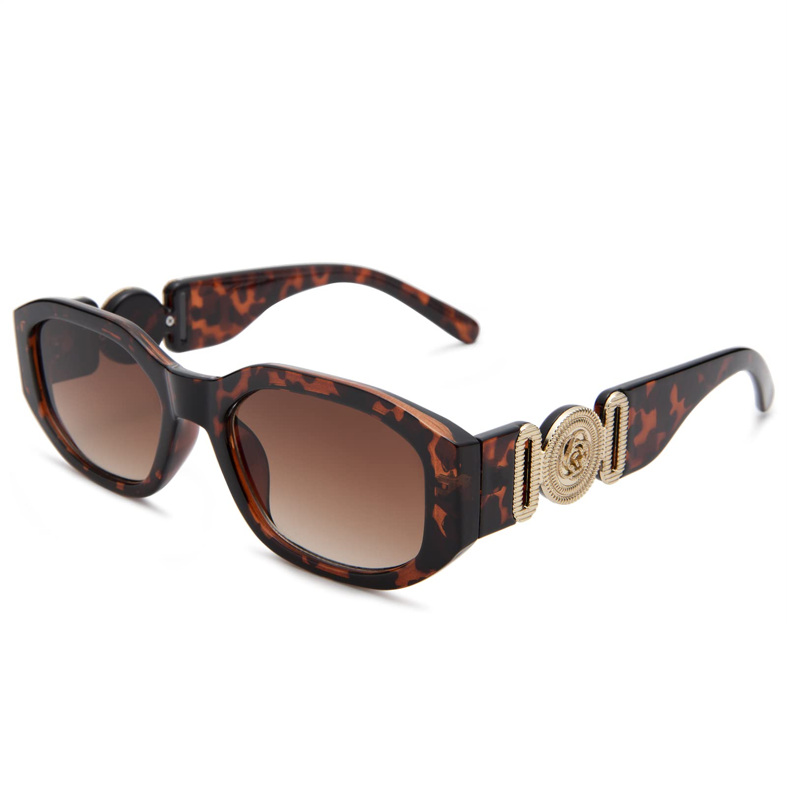 Hycredi Rectangle Sunglasses for Women Men Retro Driving Glasses 90’s Vintage Fashion Irregular Frame UV400 Protection